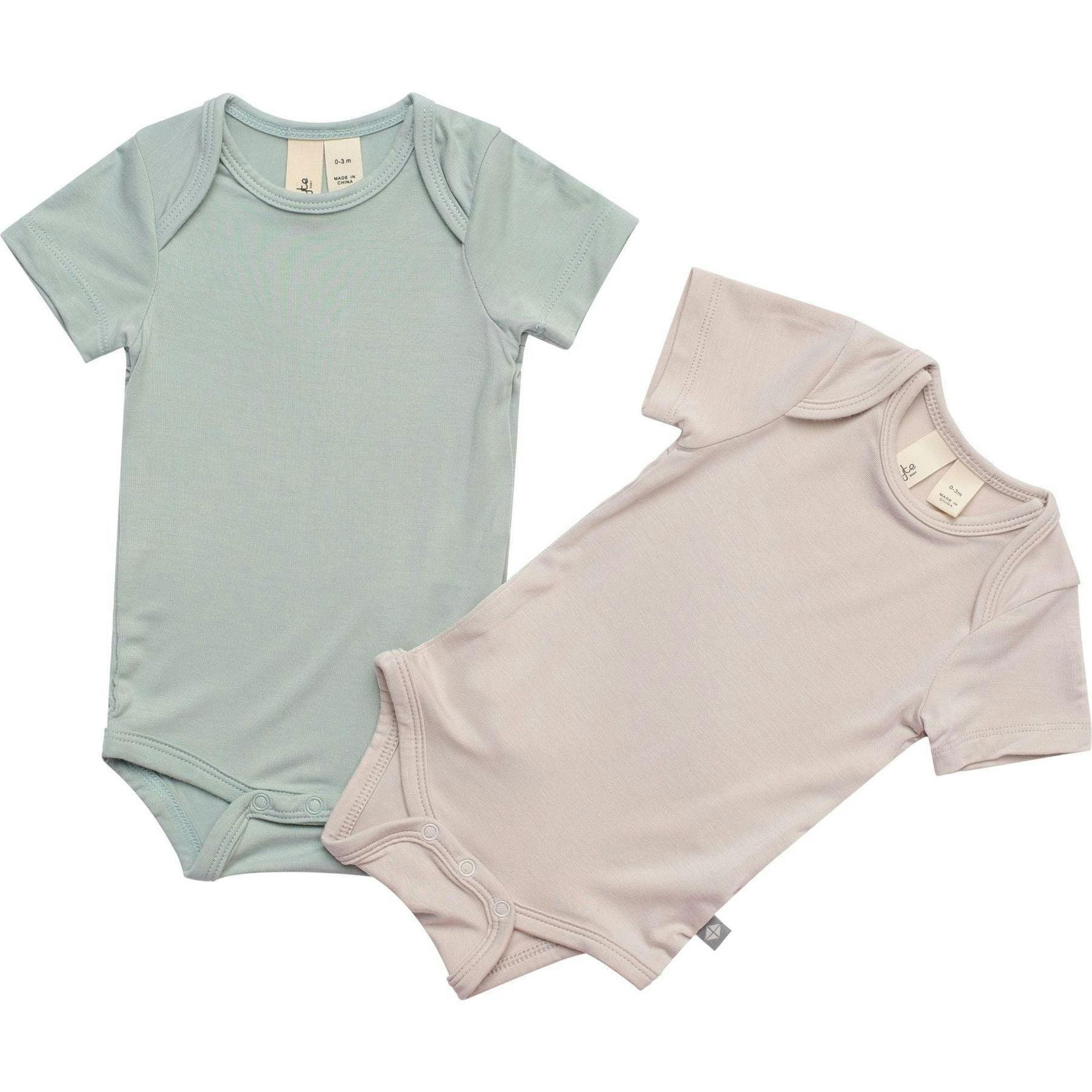 2-Pack Short Sleeve Bodysuit, Sage and Oat