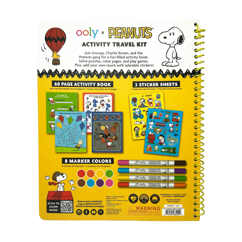 OOLY x Peanuts Activity Travel Kit - 4 Double-Ended Markers 60 Pages