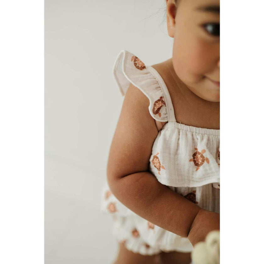 Gauze Bubble Romper Harbor Blue