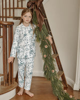 Kid's Twill Grace Pajama Set in Evergreen Timeless Toile