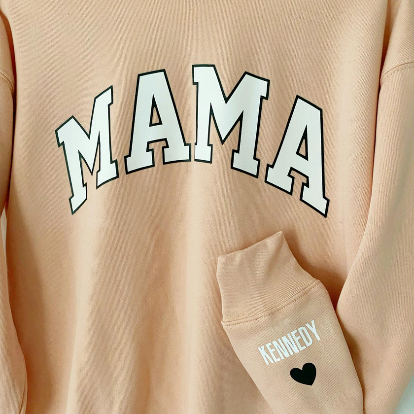 Mama Personalized Love on the Cuff Sweatshirt, Blush