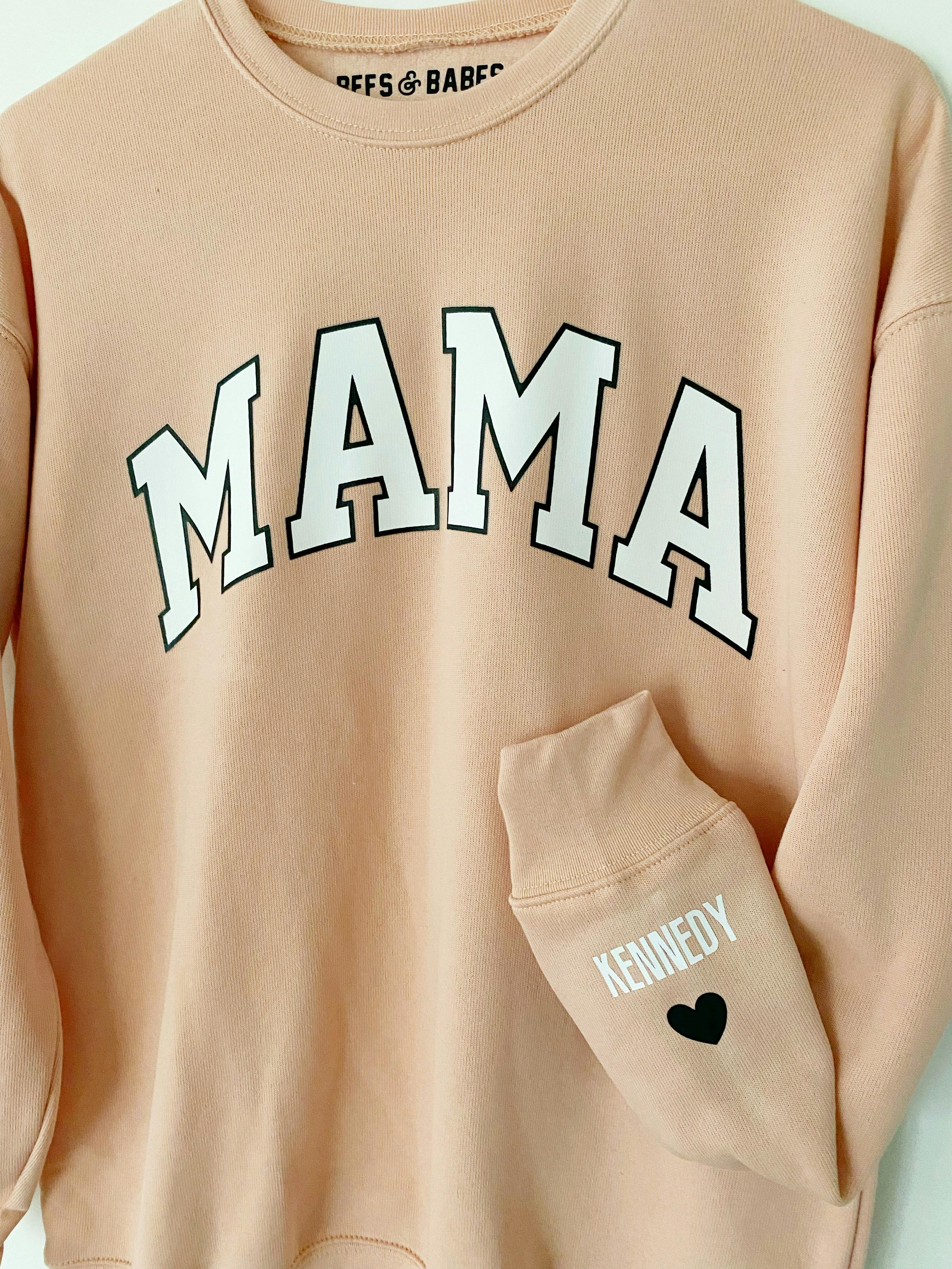 Mama Personalized Love on the Cuff Sweatshirt, Blush