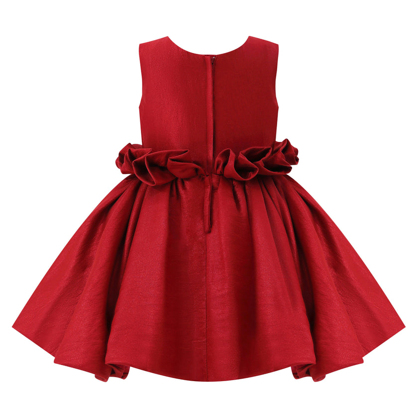 Red Luminara Ruffle Waist Formal Dress