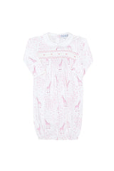 Pink Print Smocked Gown