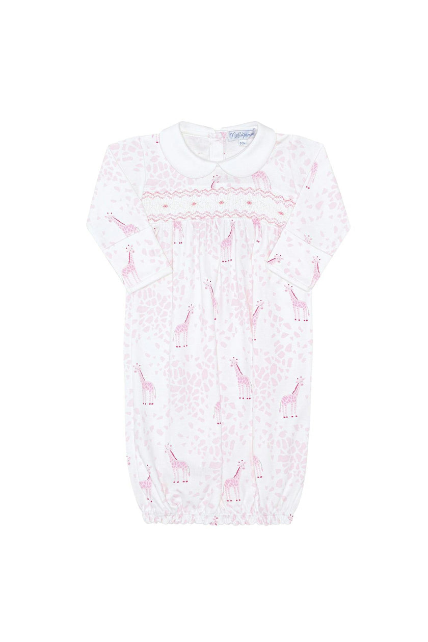Pink Print Smocked Gown