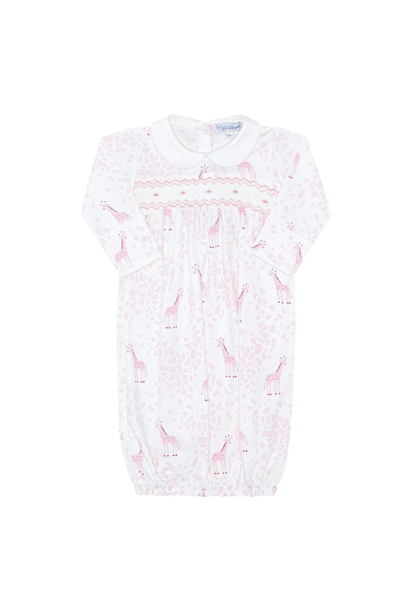 Pink Print Smocked Gown