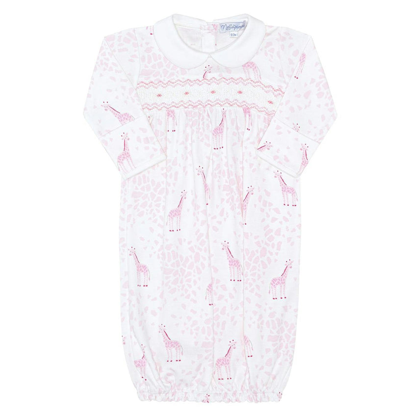 Pink Print Smocked Gown
