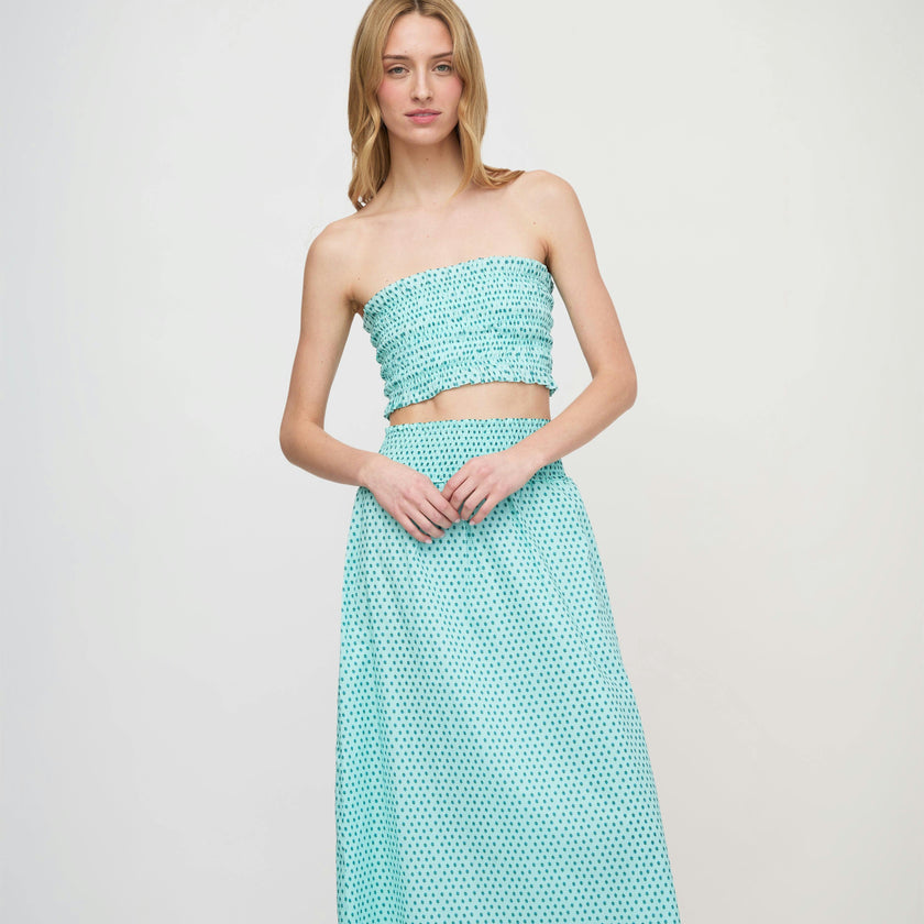 The June Nap Top - Teal Poppy Half Drop