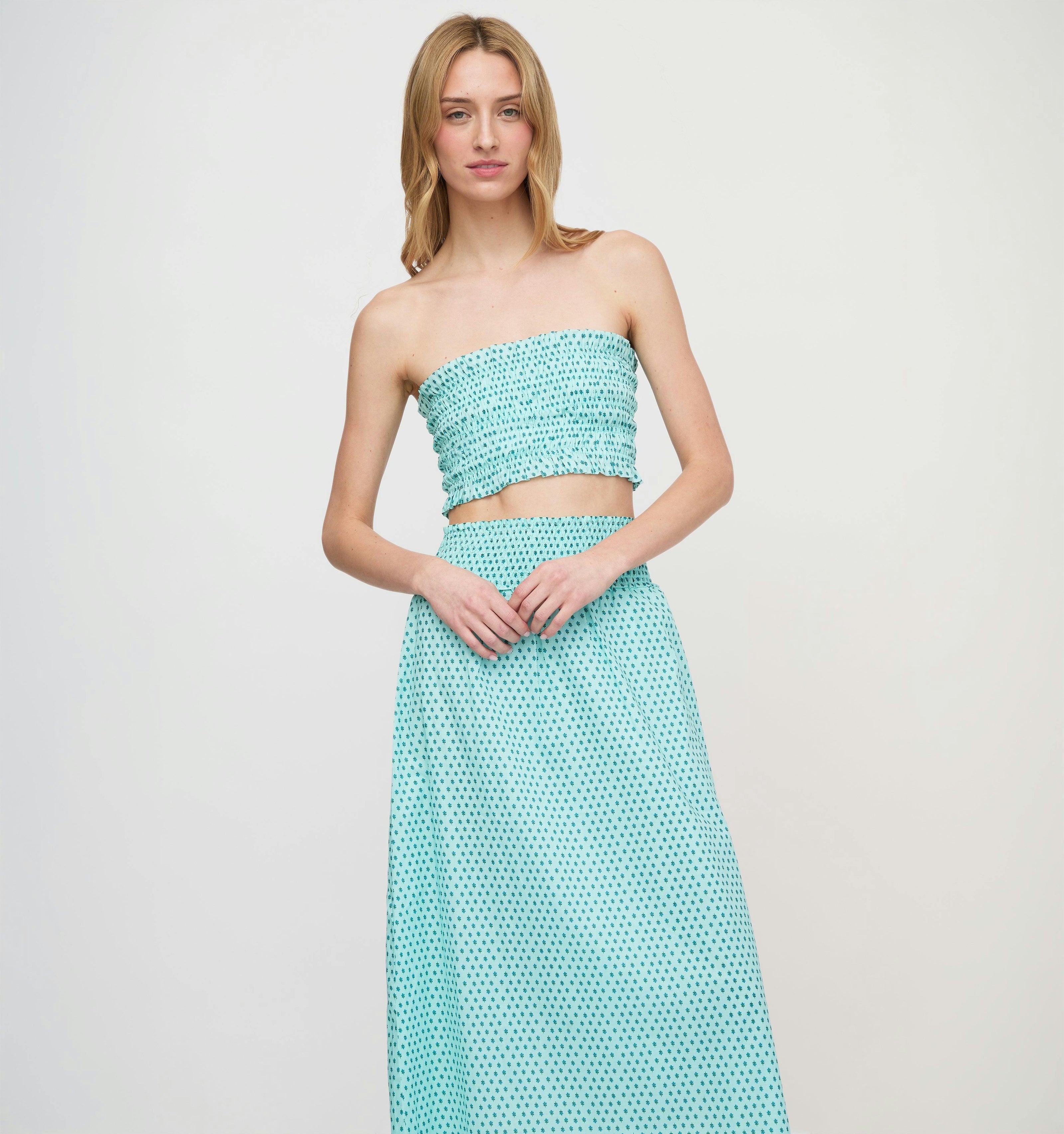 The Delphine Nap Skirt - Teal Poppy Half Drop