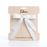 Graceful White Satin Long-Streamer Hair Clip