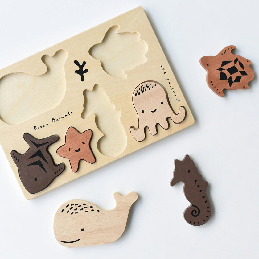 WOODEN TRAY PUZZLE - OCEAN ANIMALS - 2ND EDITION