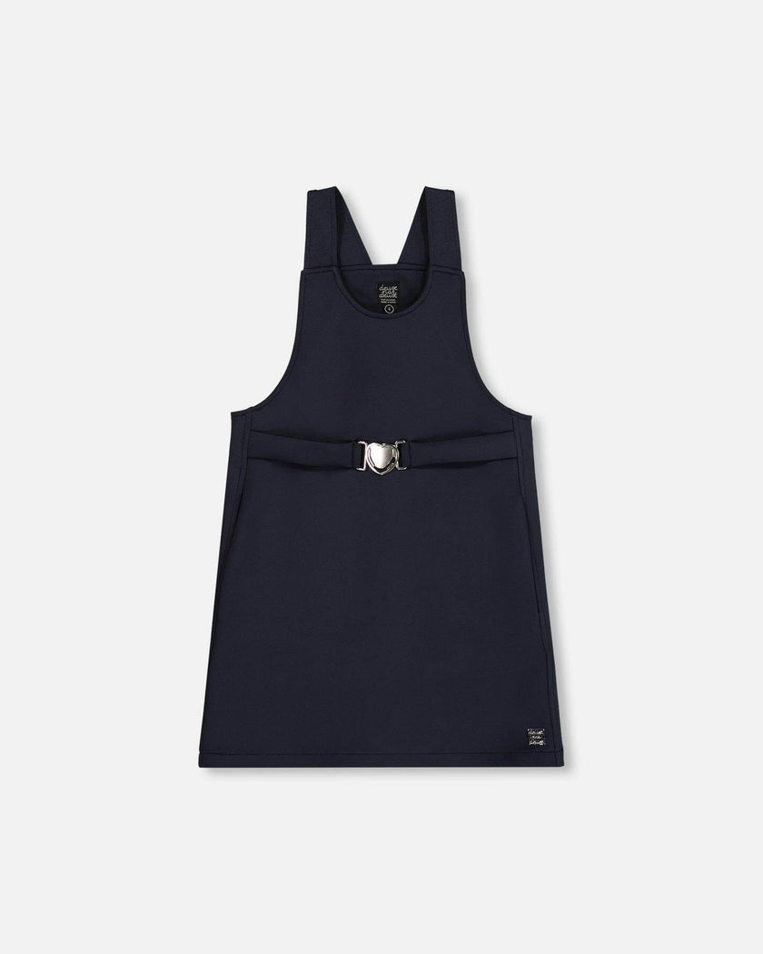Milano Jumper Dress Navy Blue with Buckle Detail