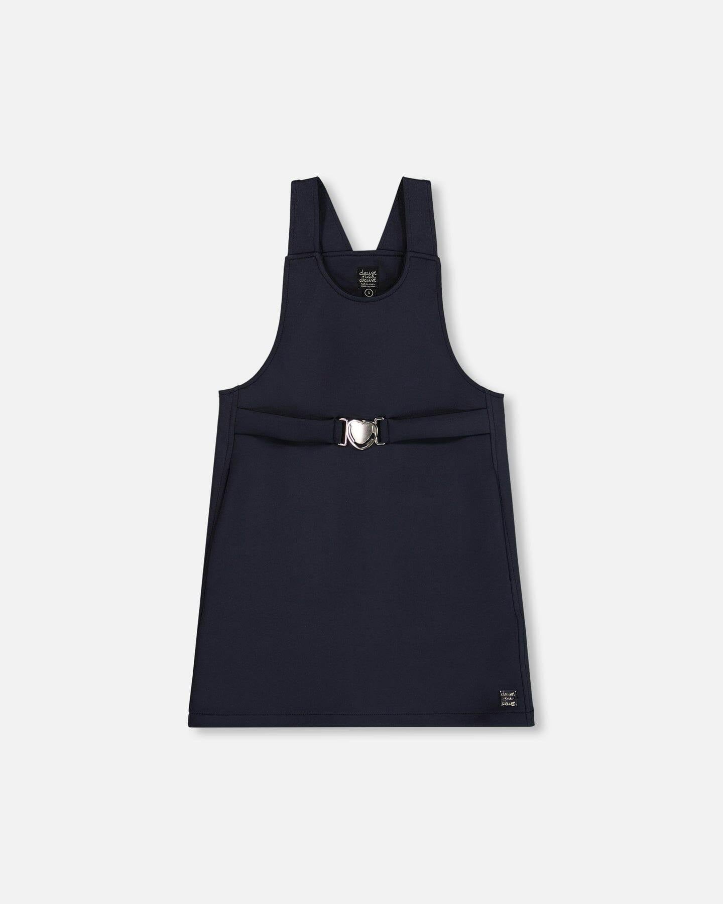 Milano Jumper Dress Navy Blue with Buckle Detail