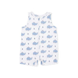 Bubbly Sailor Whales Blue - Sleeveless Shortie Romper