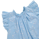 Girls Harper Dress - Blue Dewdrop Block Print