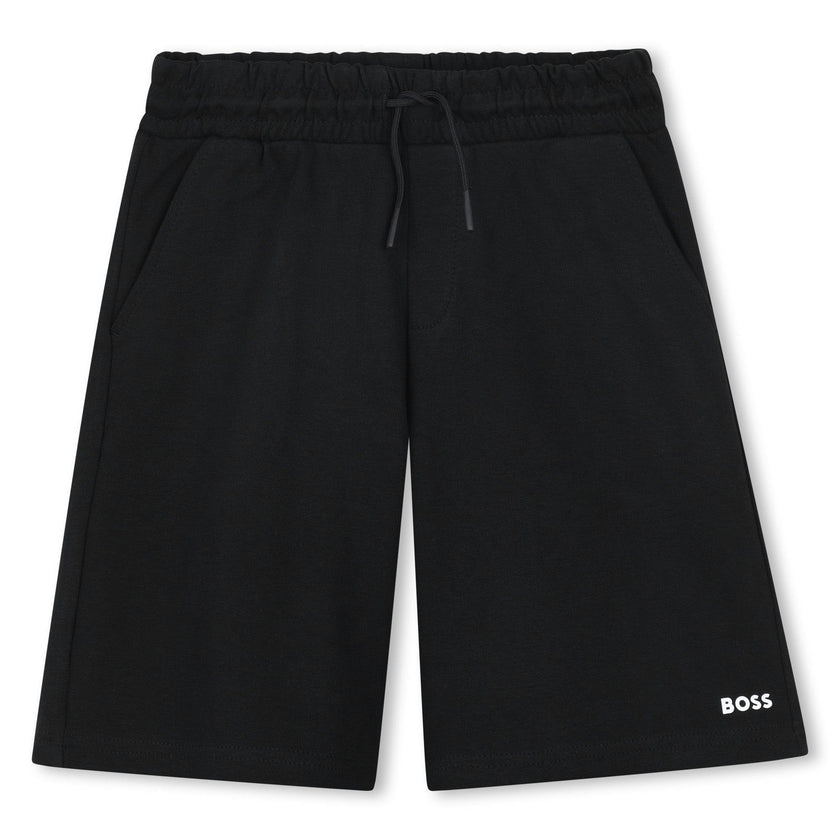 Black Beige Polo Textile Shorts Set
