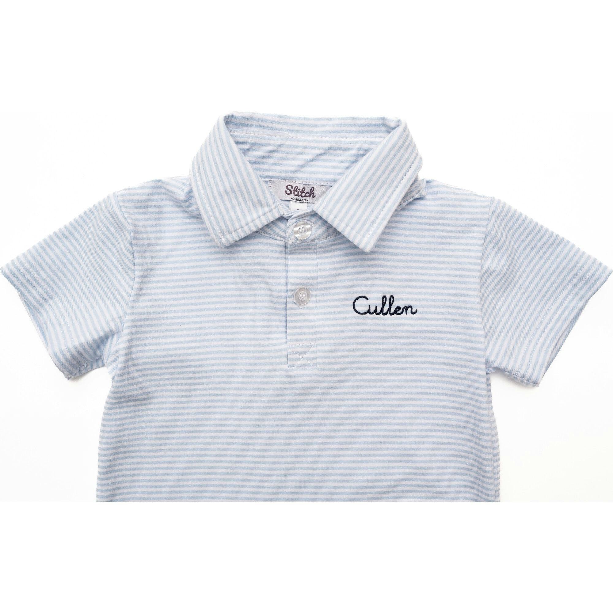 Custom Embroidered Striped Cotton Polo Shirt