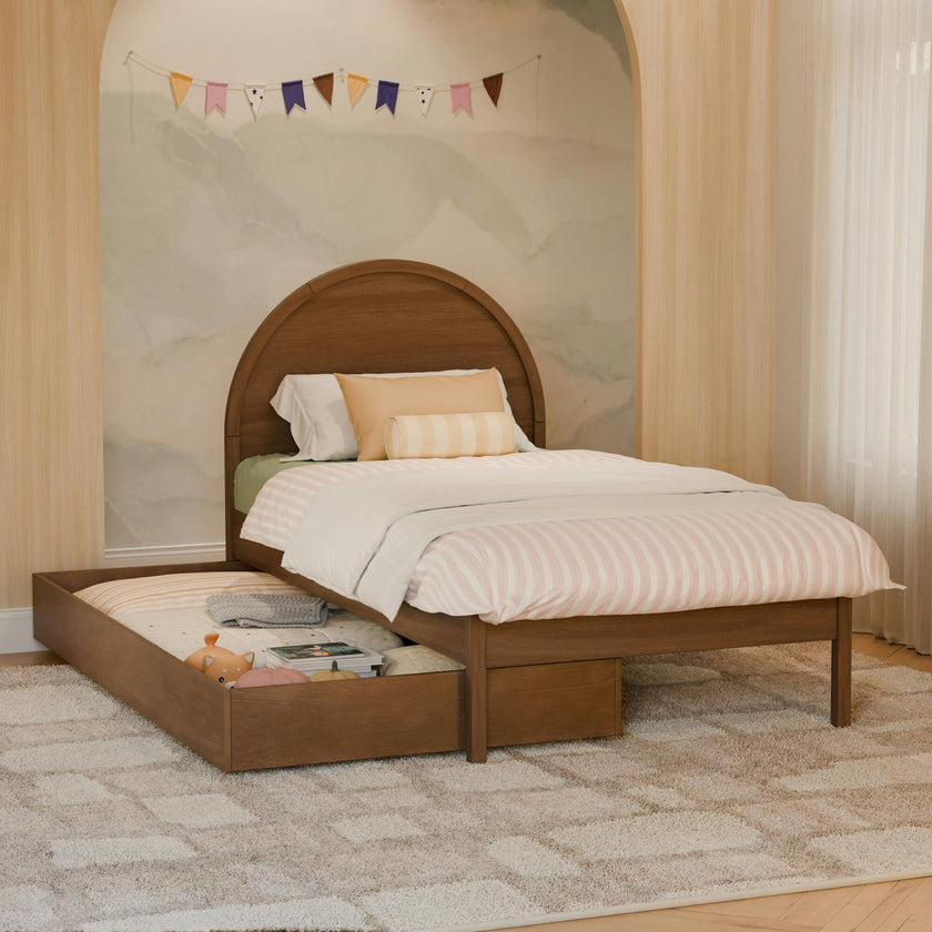 Twin Storage Trundle Bed in Natural Walnut