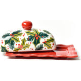 Balsam and Berry Holly Ruffle Domed Butter Dish