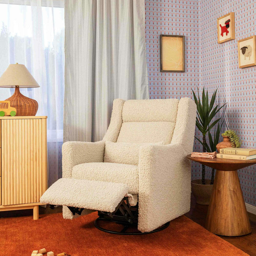 Kiwi Plus Power Recliner and Swivel Glider with Power Adjustable Headrest and USB Port in Almond Teddy Loop