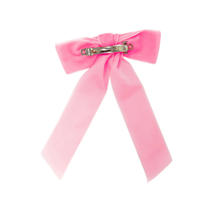Velvet Long-Tailed Bow Barrette
