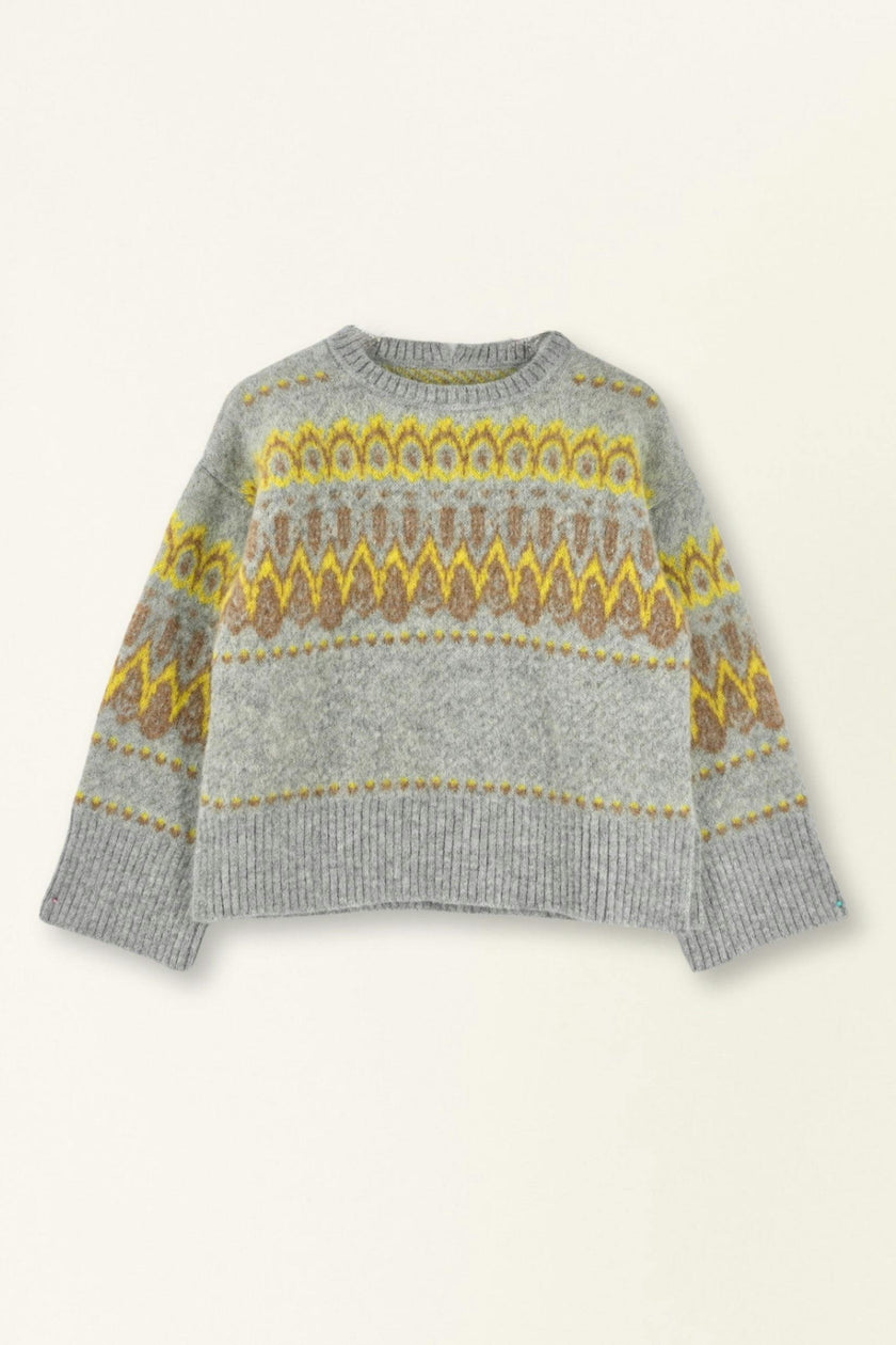 Salida Brushed Fairisle Sweater in Snowdrift
