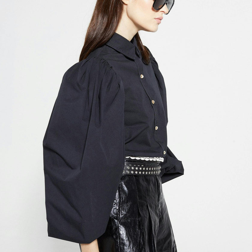 Frida Metallic Linen Shorts - Black