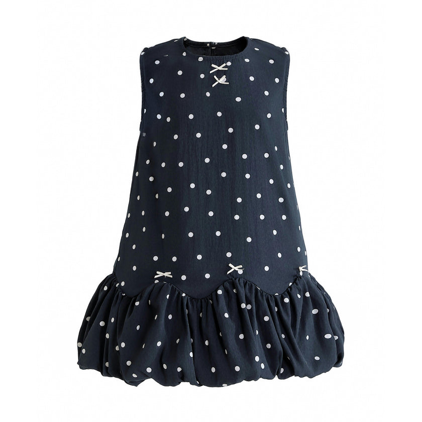 Navy Polka Dot Bow Dress