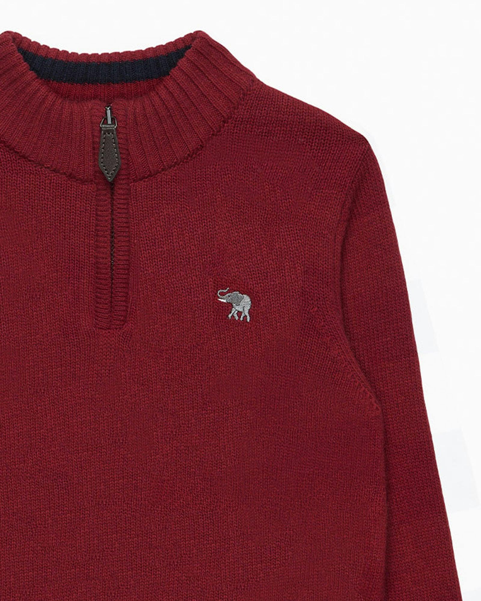 Calum Half-Zip Sweater in Red