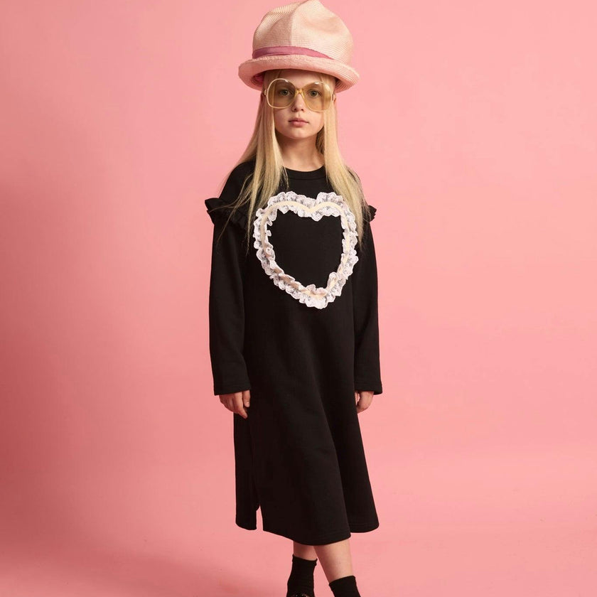 Lace Heart Dress Black