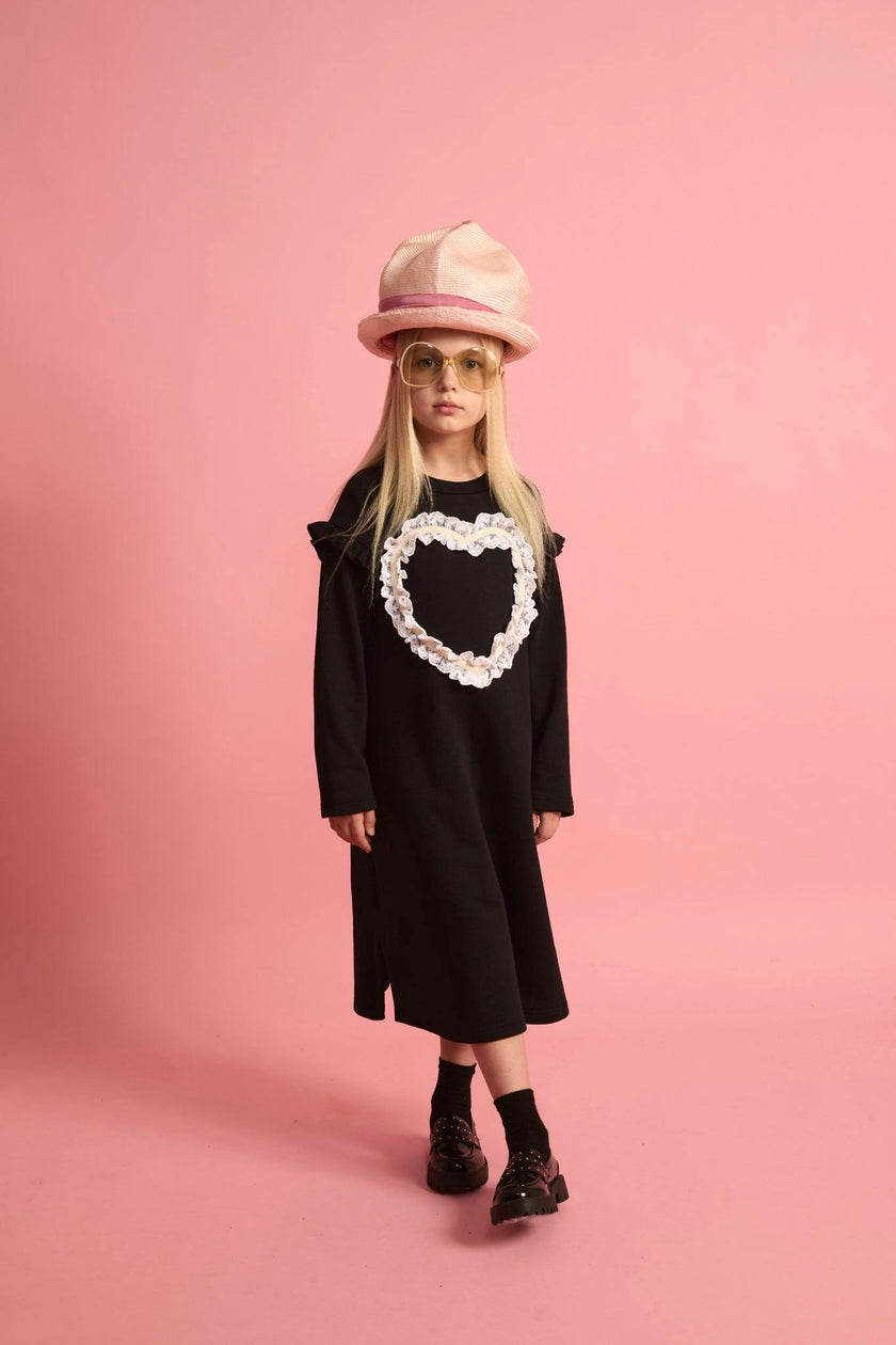 Lace Heart Dress Black