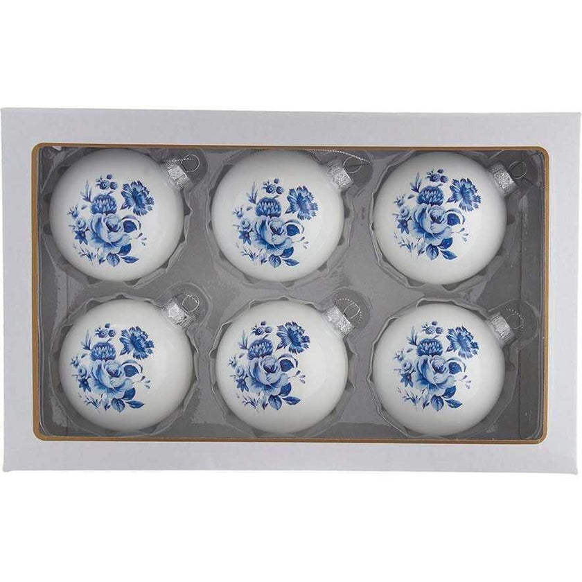 80MM Delft Blue Shiny Glass Ball Ornaments