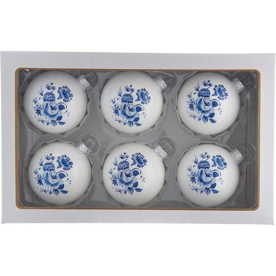 80MM Delft Blue Shiny Glass Ball Ornaments