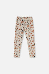 Organic Cotton Leggings Beige With Squirrel Print
