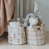 Handmade Canvas Storage Basket Lace - Pecan