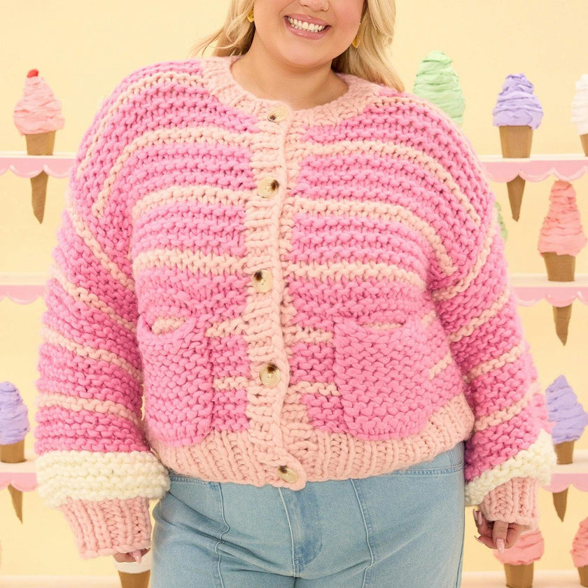 Bailey Cardigan in Pink Stripes
