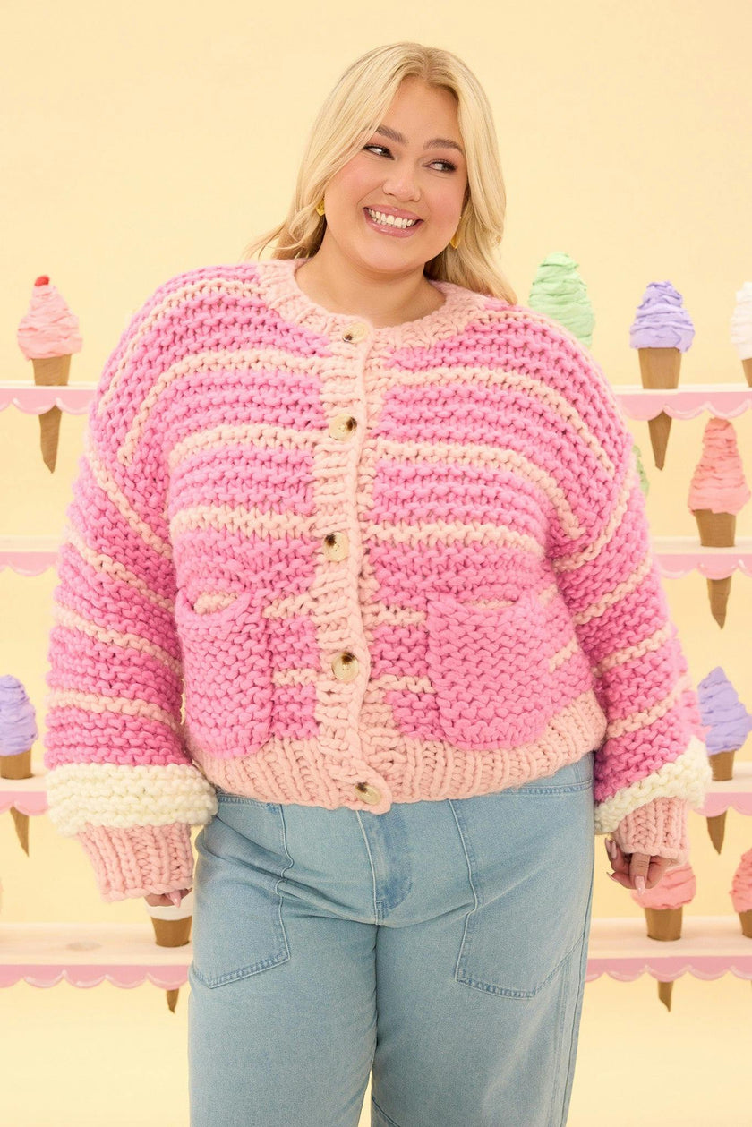 Bailey Cardigan in Pink Stripes