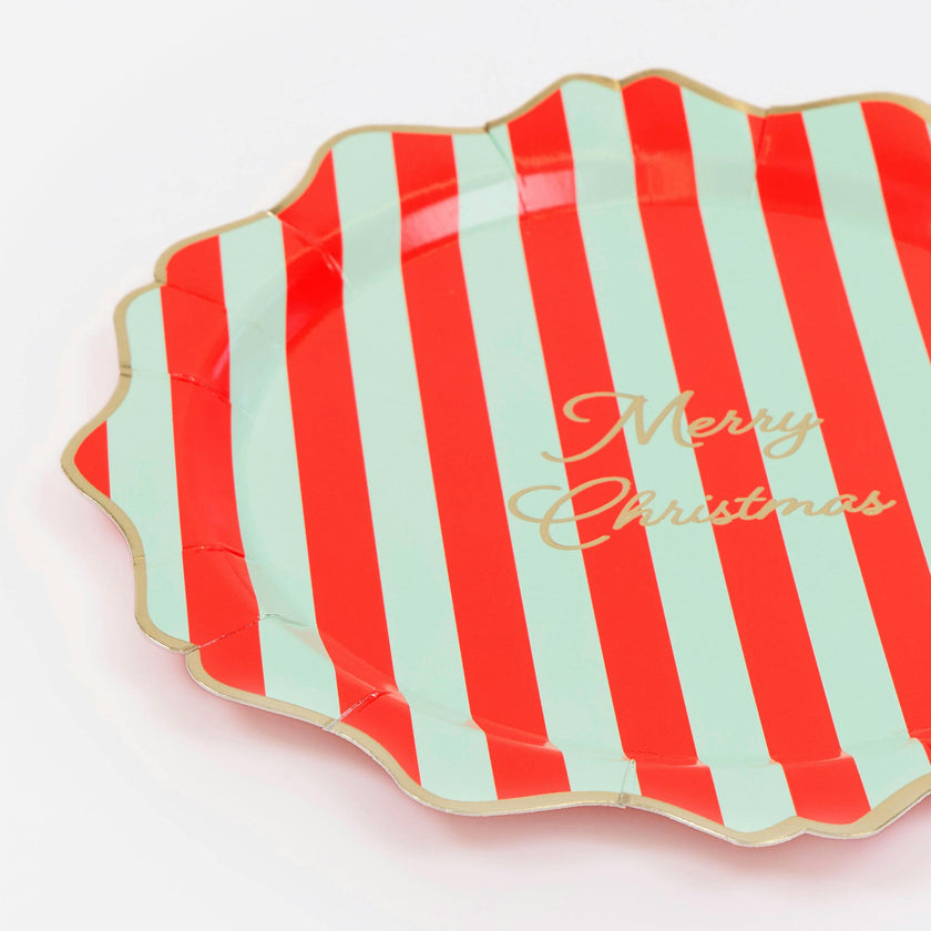 Striped Merry Christmas Side Plates