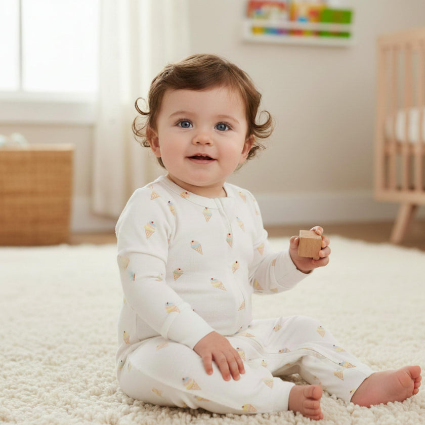 Organic 2-Way Zip Romper - Ice Cream