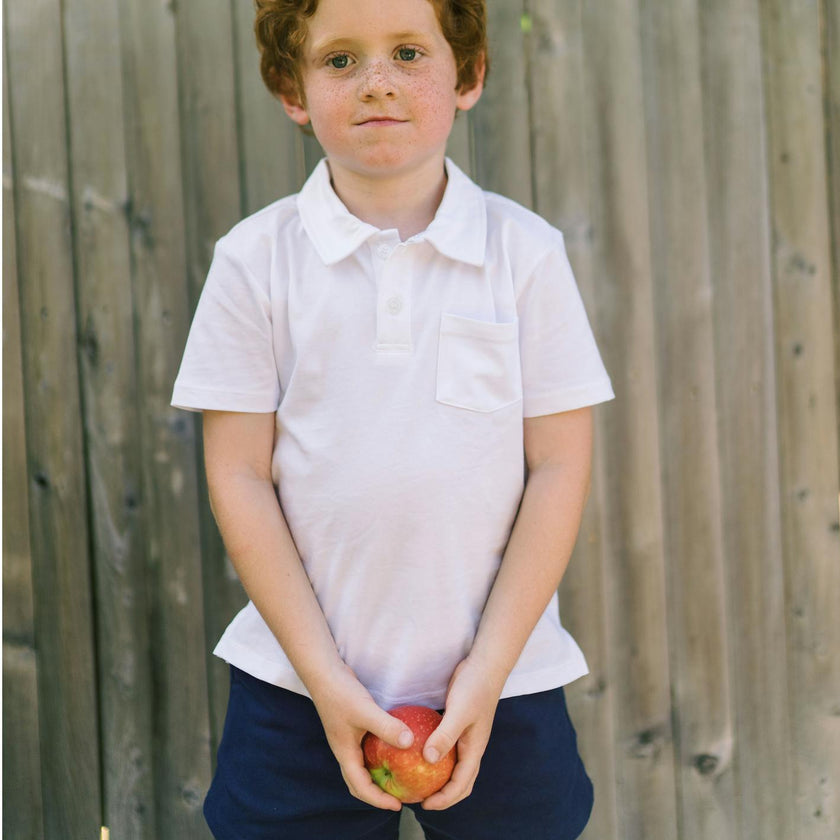 boys white cotton polo