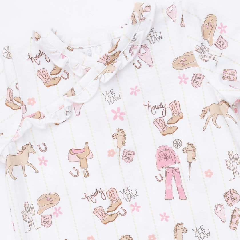 Cowgirl Nursery - Kimono Gown & Ruffle Knotted Hat