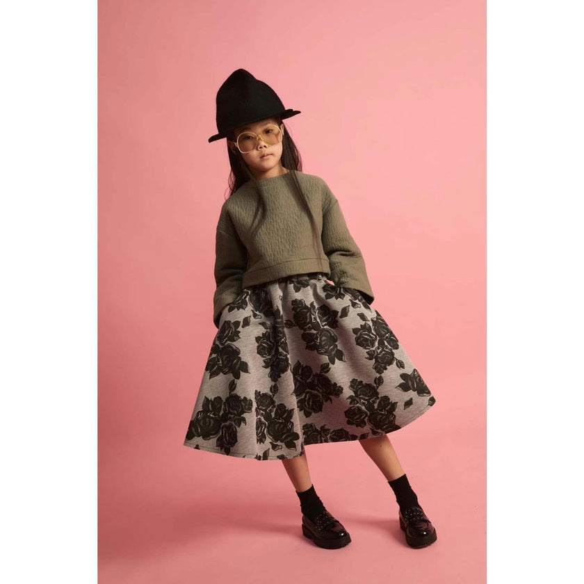 Black Flower Neoprene Skirt