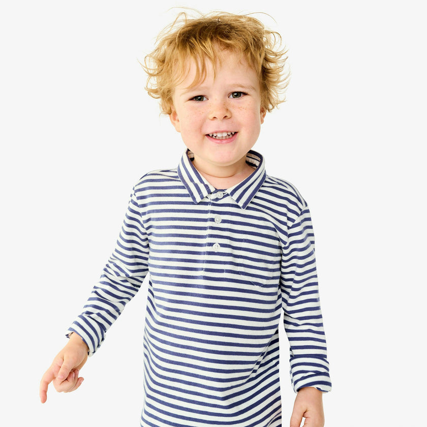 Kids long sleeve polo in stripe