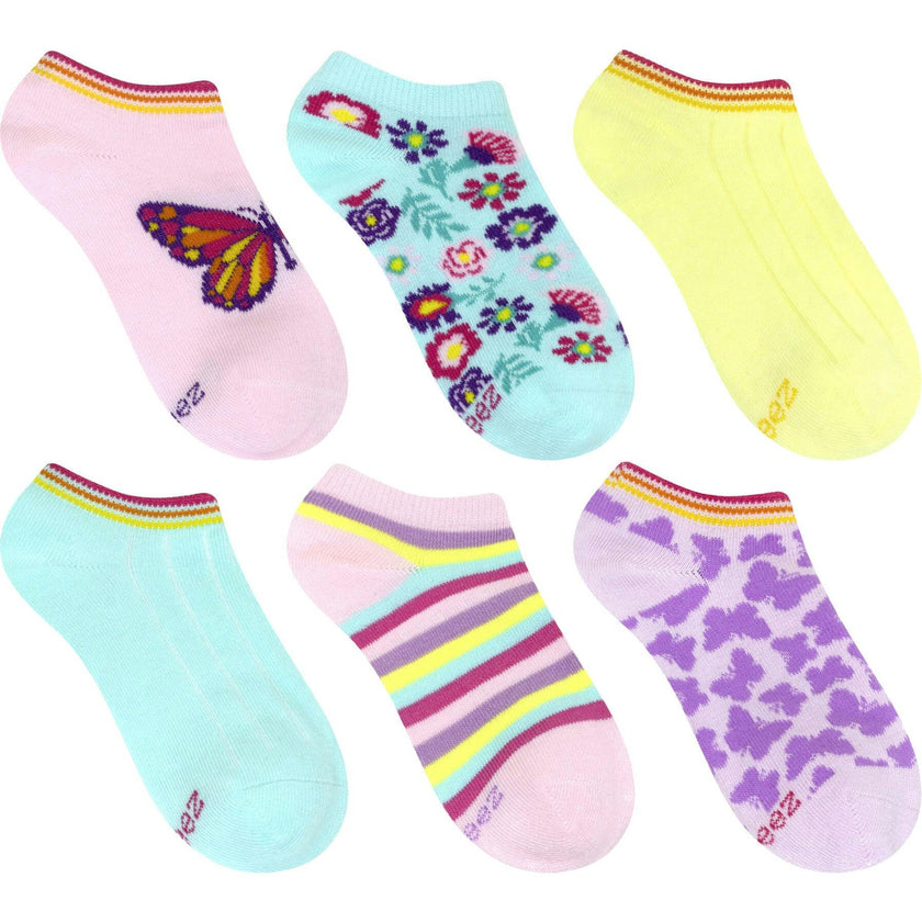 Spread Your Wings 6-Pack No Show Socks in Pastel for Toddlers and Kids