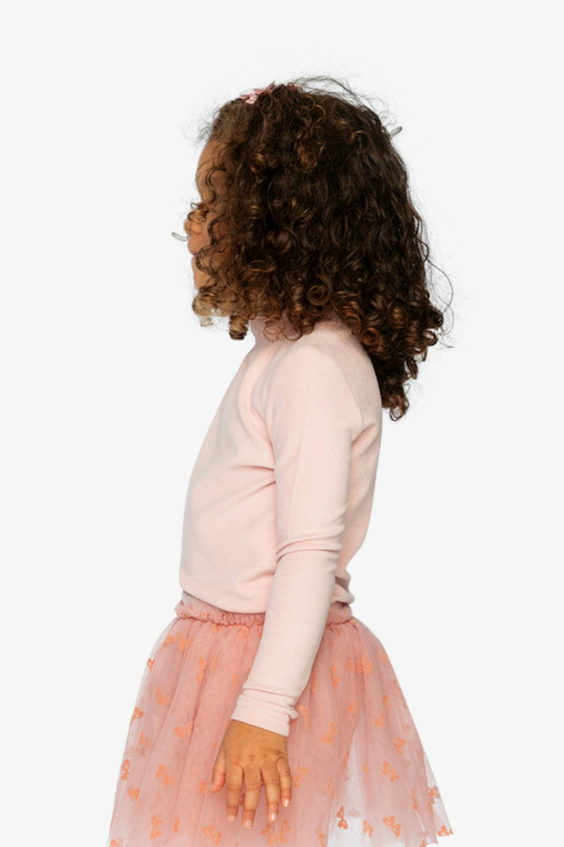 Brushed Rib Mock Neck Top Pale Dusty Pink
