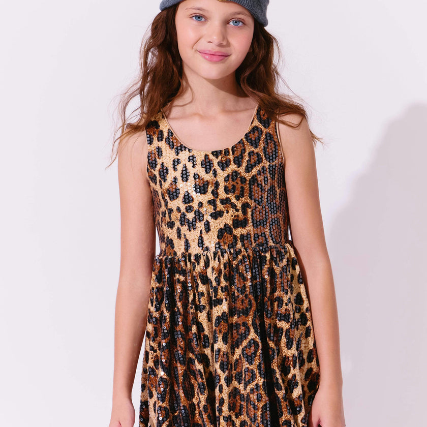 Sequin Leopard Bubble Dress