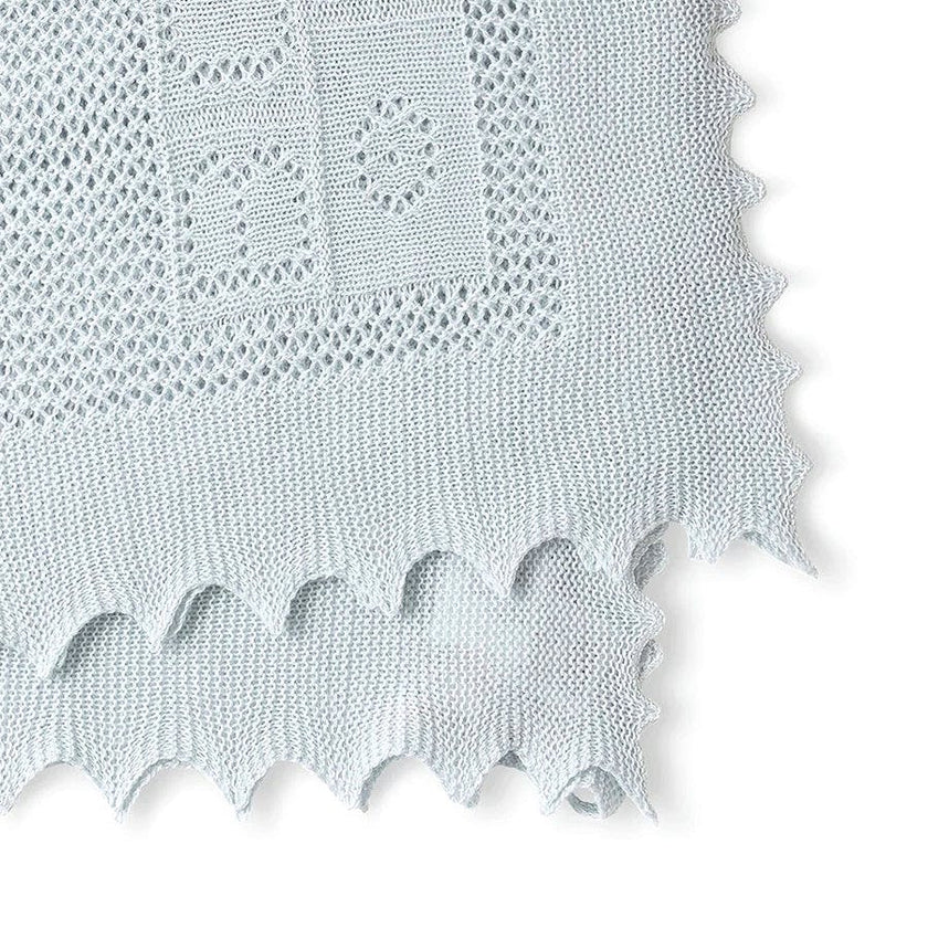 BONPOINT Embroidered Knit Blanket - Bleu Gris