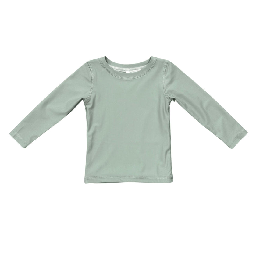 Boys Long Sleeve Rash Guard Swim Shirt in Aqua Grey