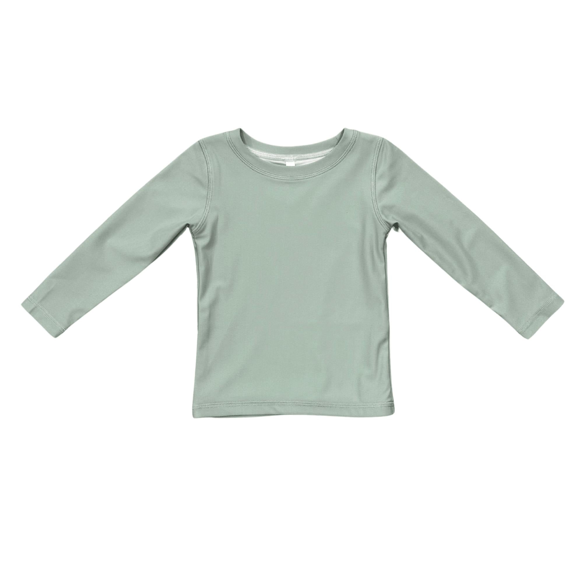 Boys Long Sleeve Rash Guard Swim Shirt in Aqua Grey