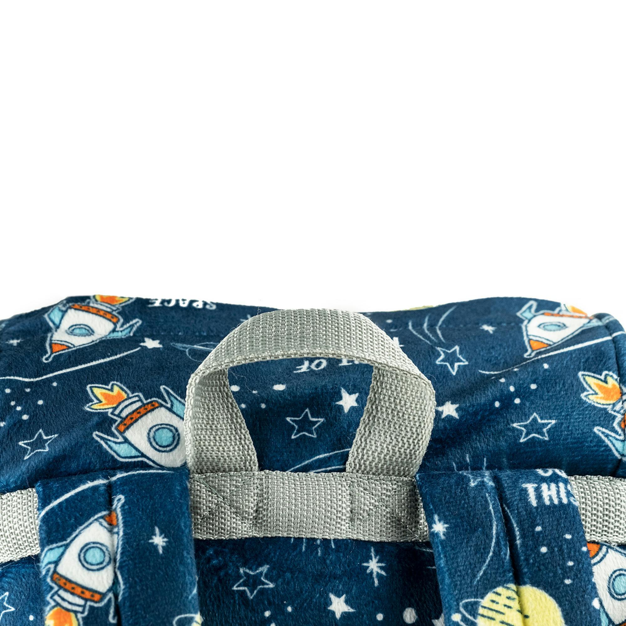 Sleep-n-Pack: Packable Little Kid's Sleeping Bag & Backpack, Cozy Mink, Space & Rockets